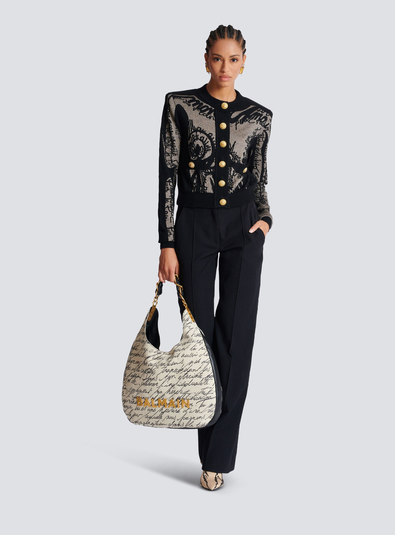 Balmain Jacquard knit cardigan with body motif outlook