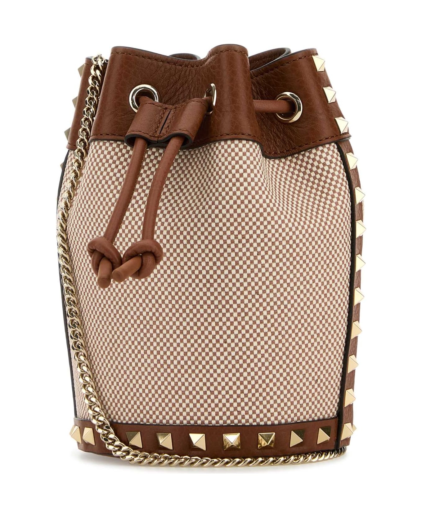Two-tone Canvas Rockstud Bucket Bag - 2