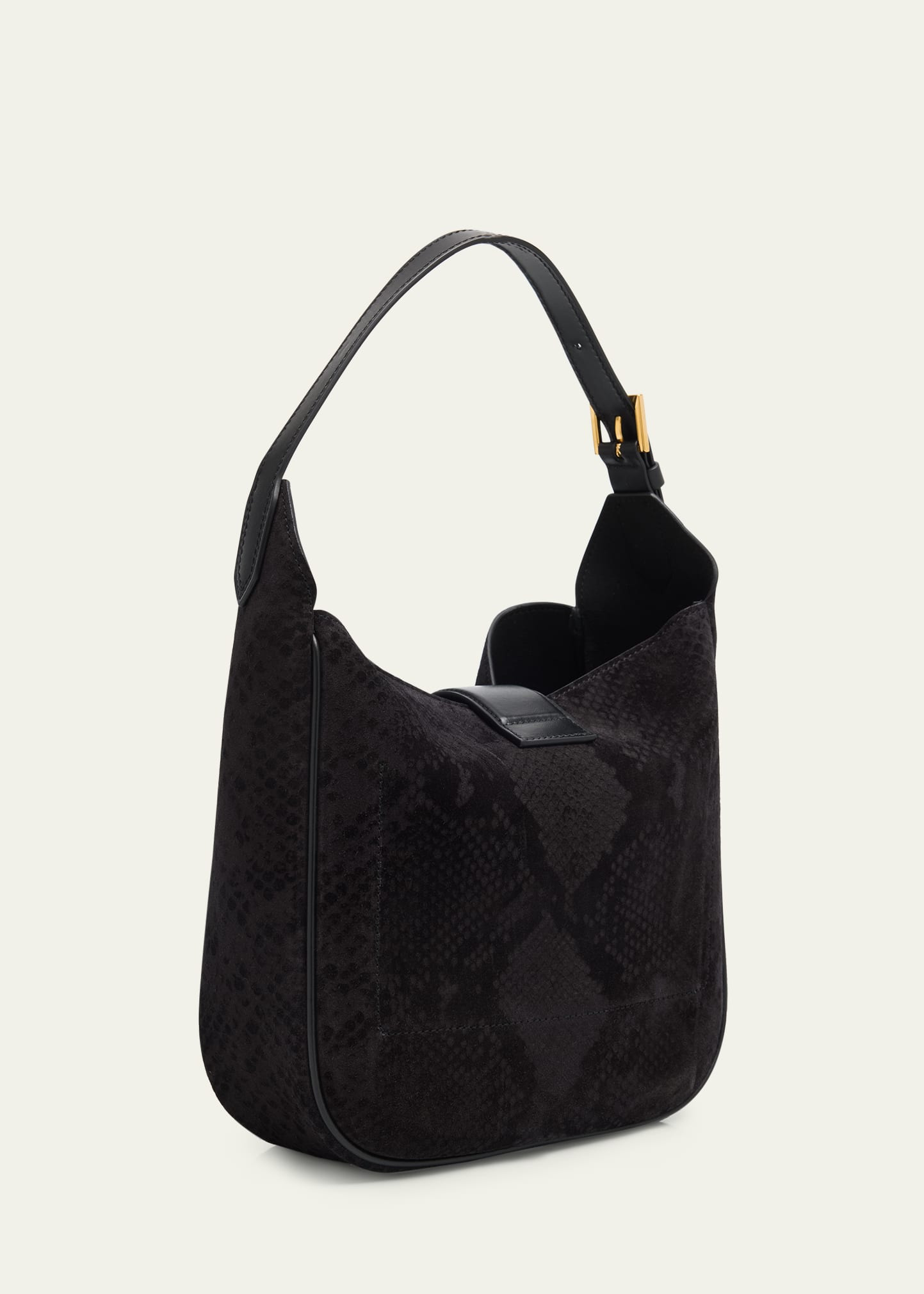 Monarch Small Hobo Bag in Python-Effect Suede - 3