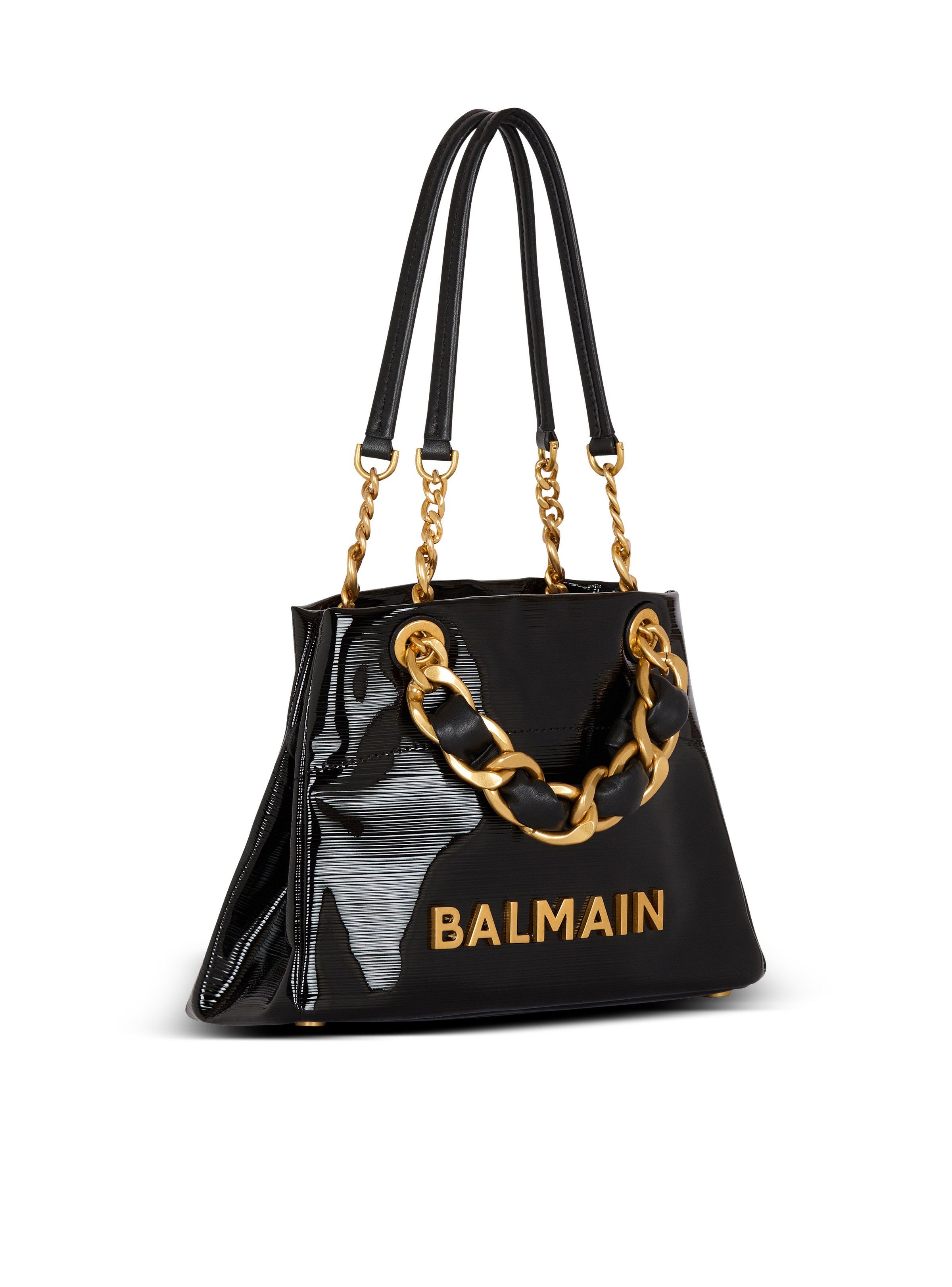 Small 1945 Soft tote bag in striped patent leather - 3