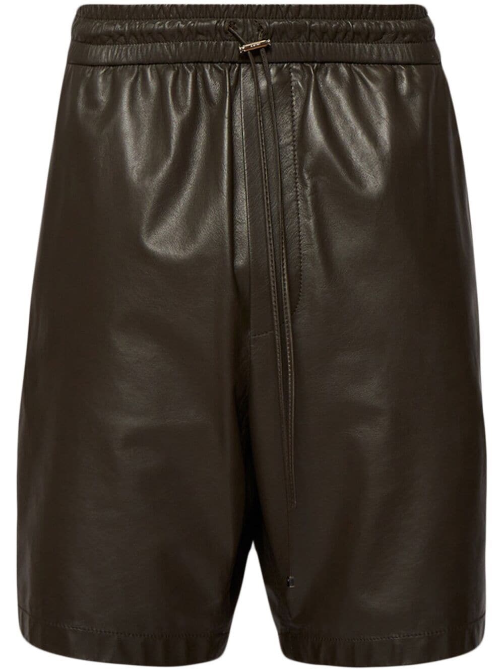 logo-patch vegan-leather shorts - 1