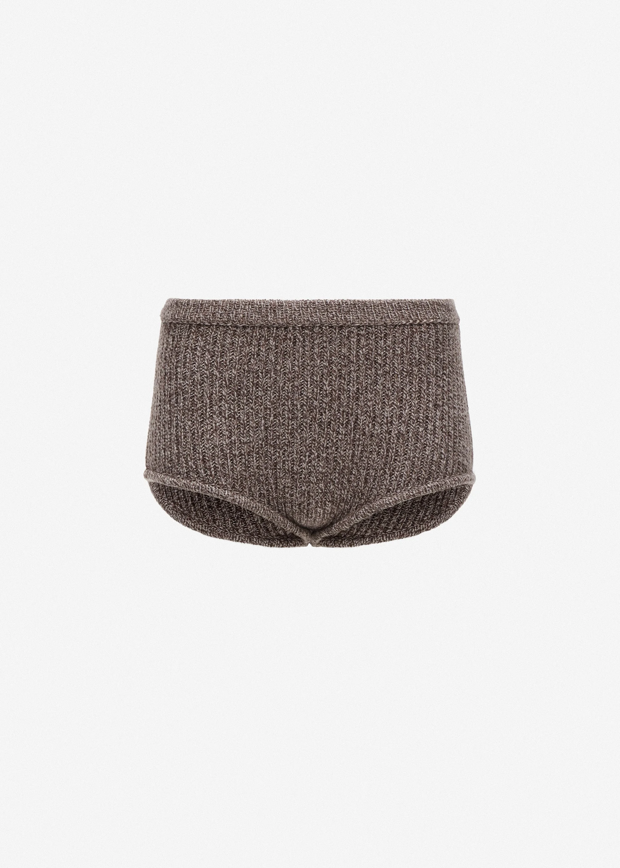 Wool knit shorts in brown - 1