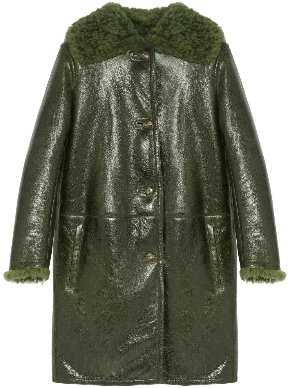 patent-finish leather coat - 1