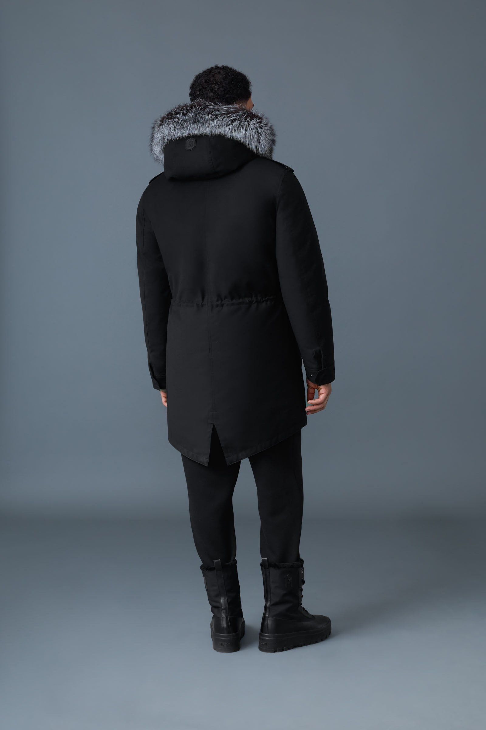 MORITZ rabbit fur-lined twill parka with removable silver fox fur trim - 4