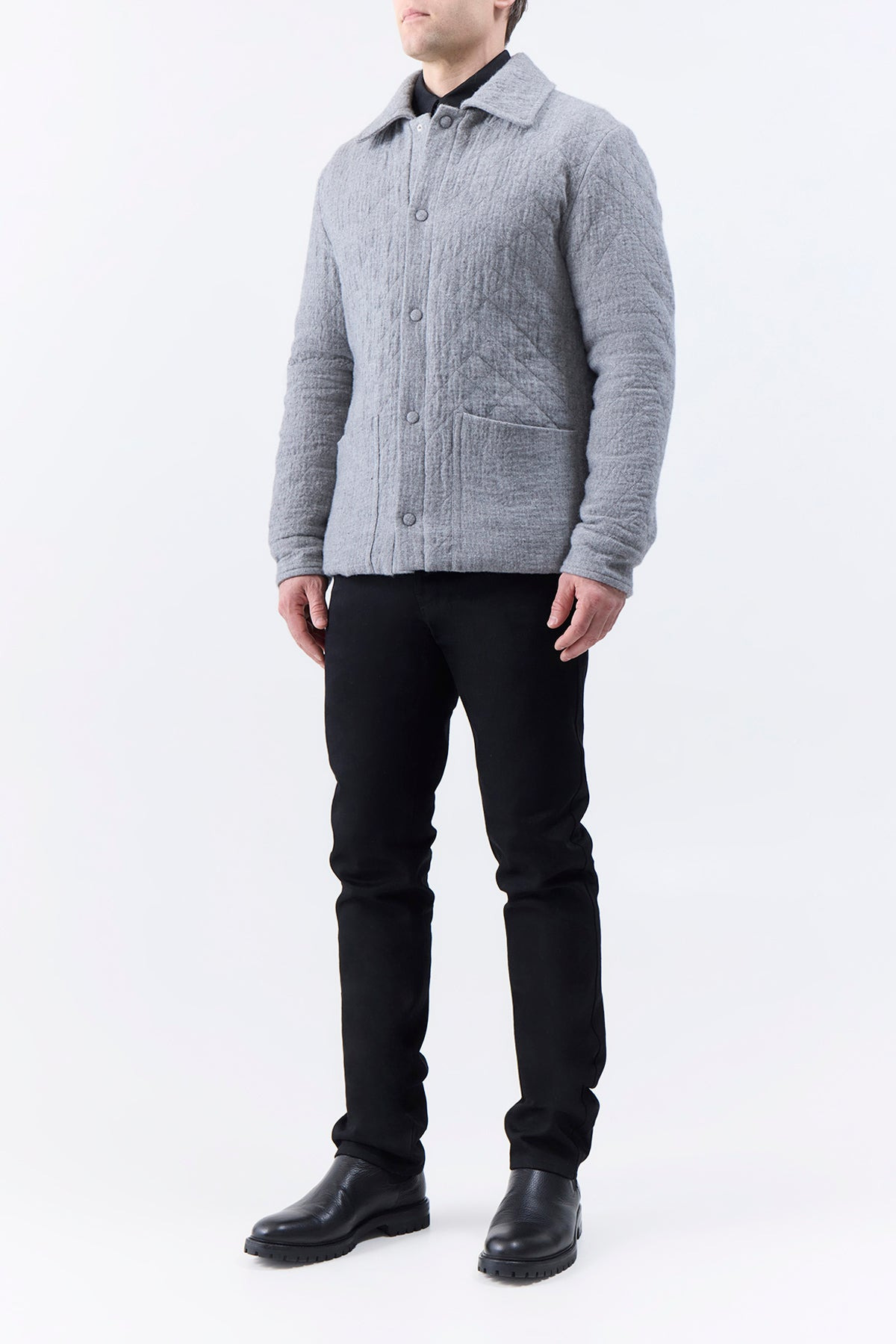 Skye Paddock Jacket in Grey Melange Cashmere Linen - 4
