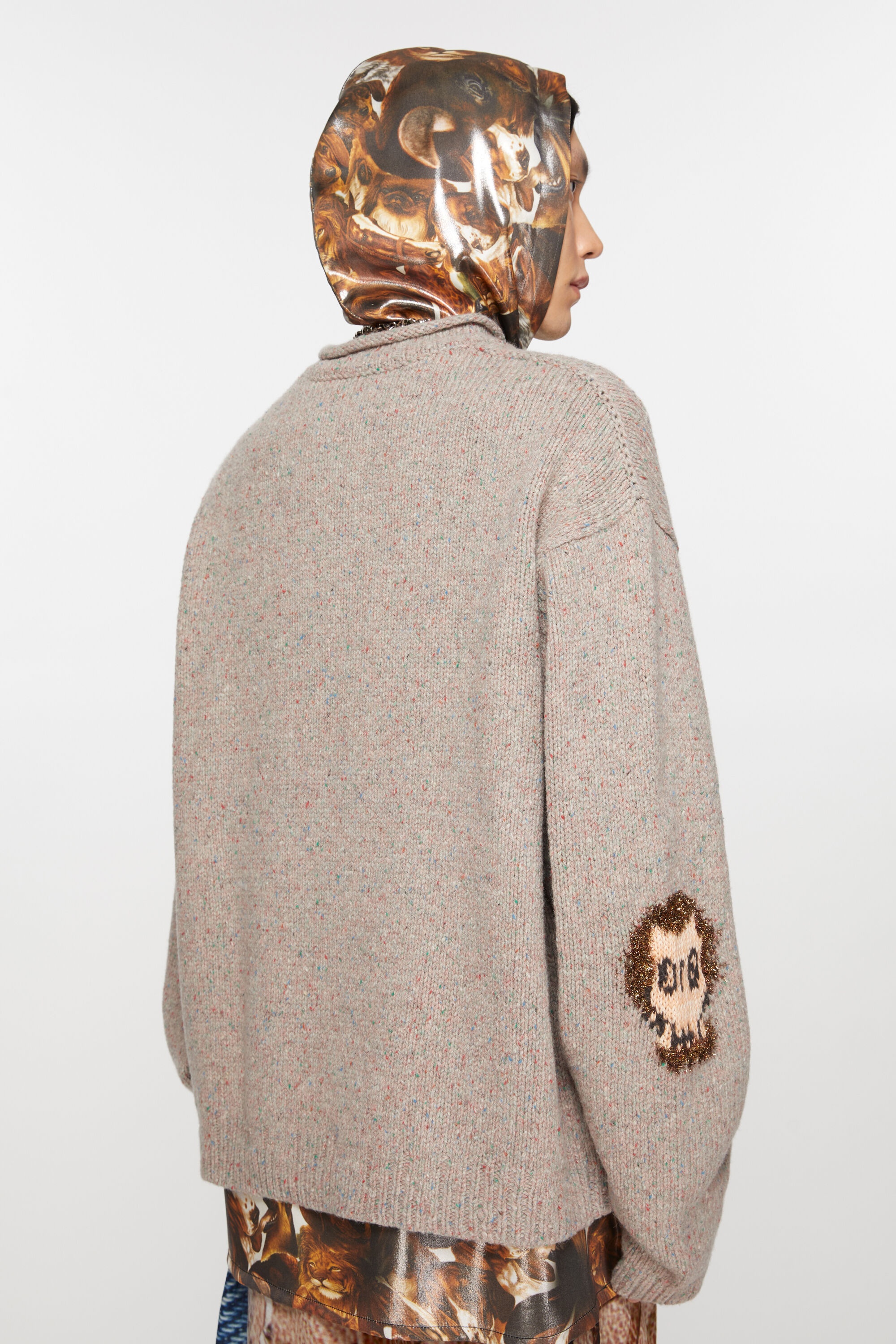 Jacquard skull jumper - Grey melange/multi - 3