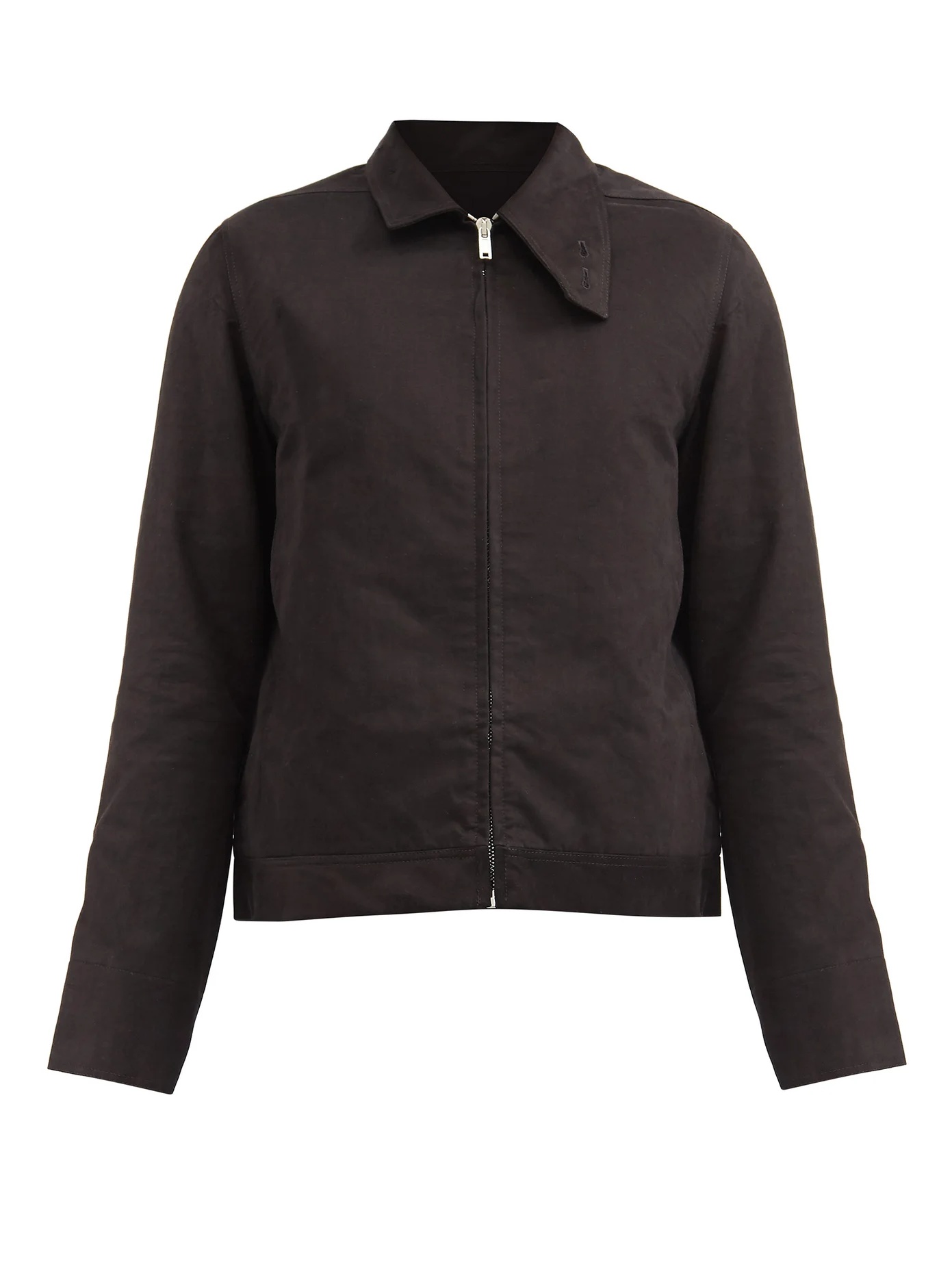 Asymmetric-collar cotton-twill jacket - 1