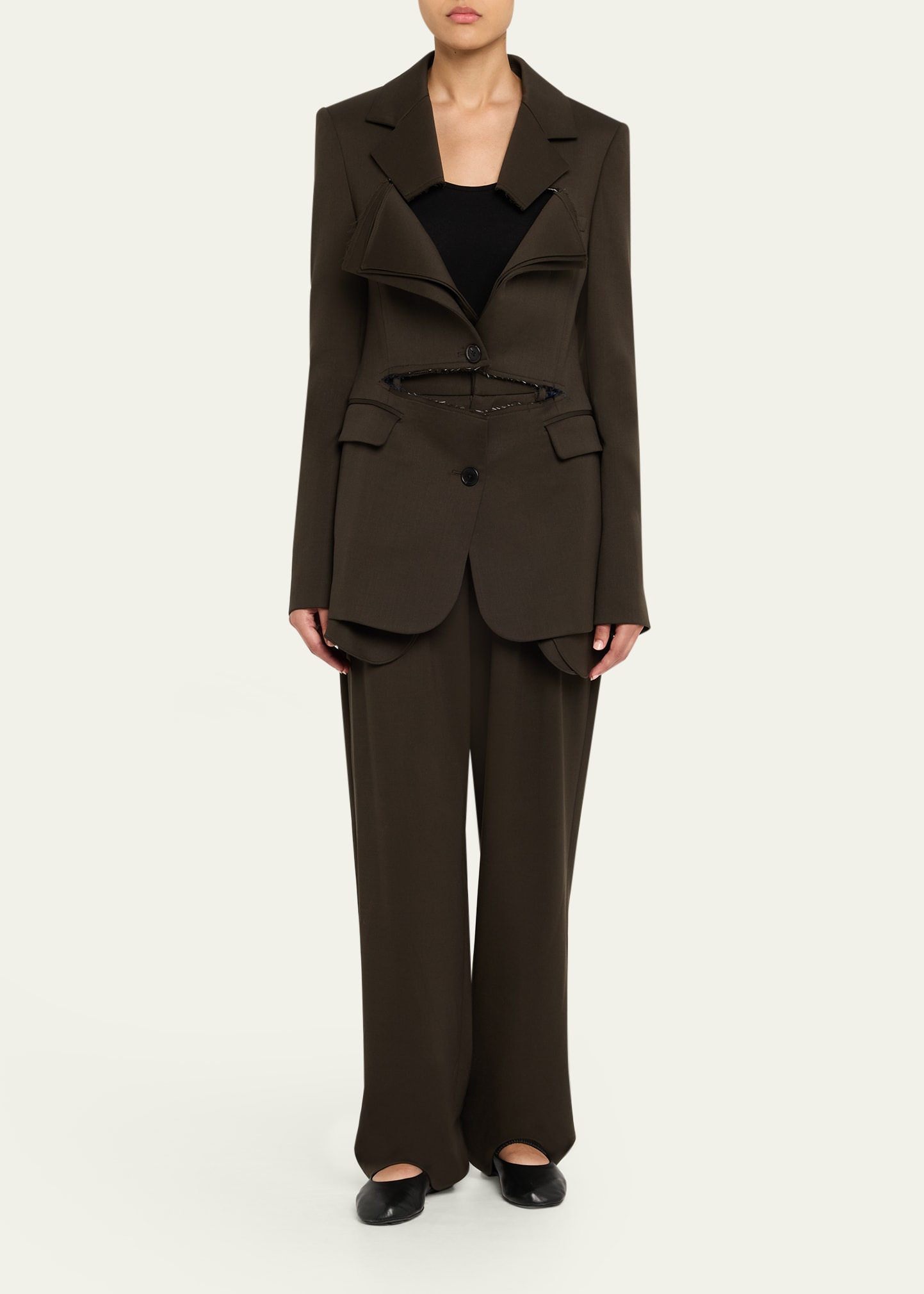 Slashed Single-Breasted Blazer Jacket - 2