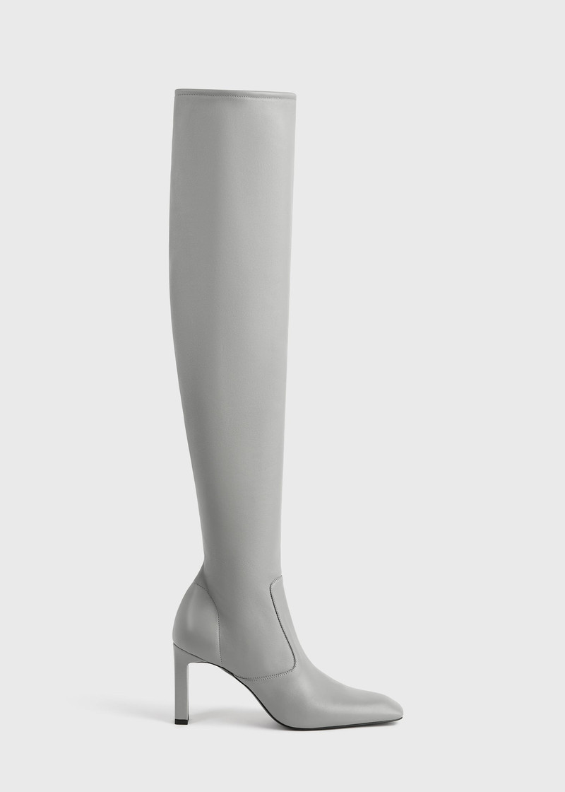 Nappa over-the-knee boots light grey 8