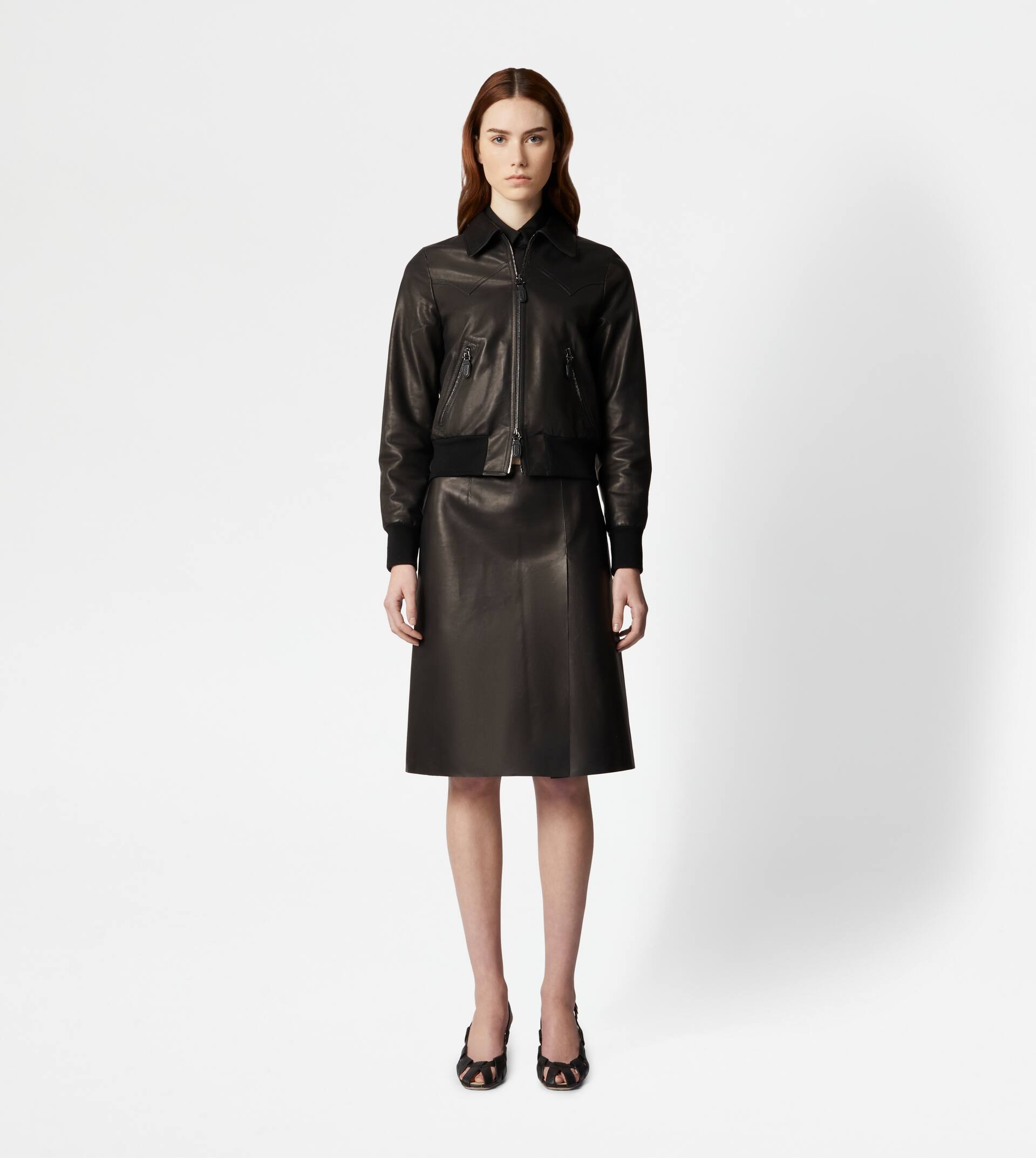 BOMBER JACKET IN LEATHER - BLACK - 2