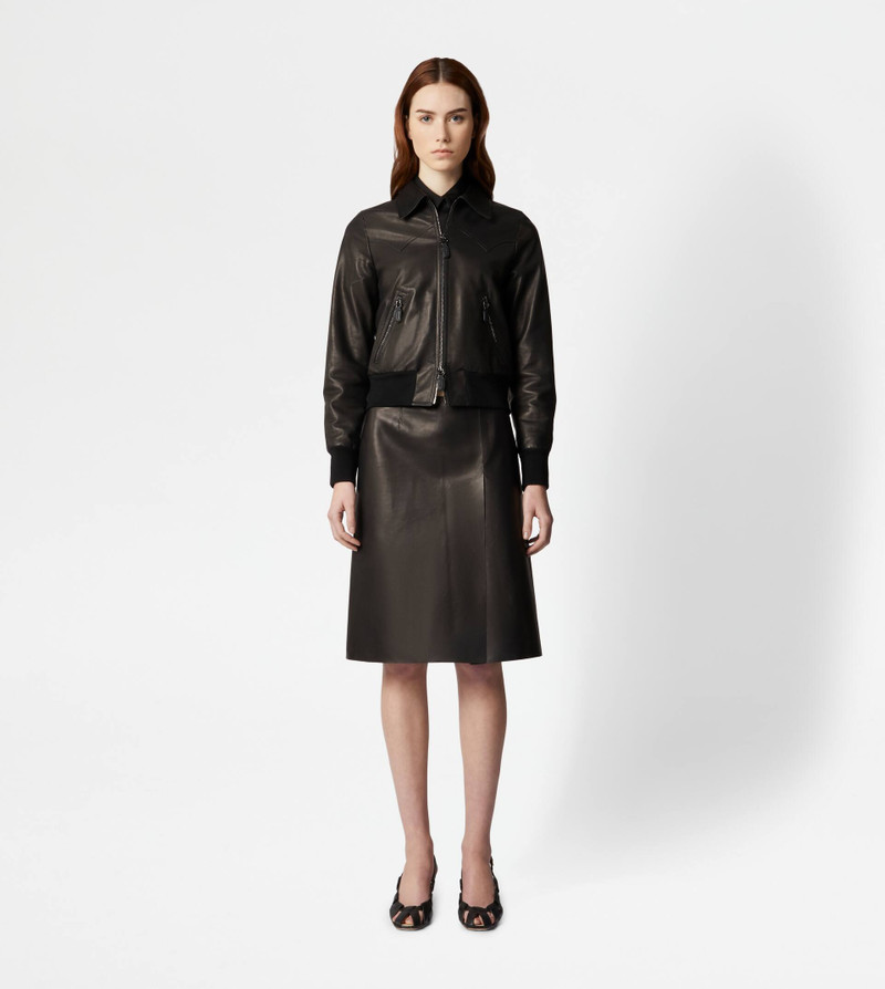 Tod's BOMBER JACKET IN LEATHER - BLACK outlook