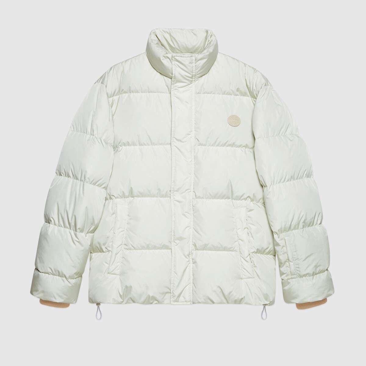 'think/thank' print nylon down jacket - 1