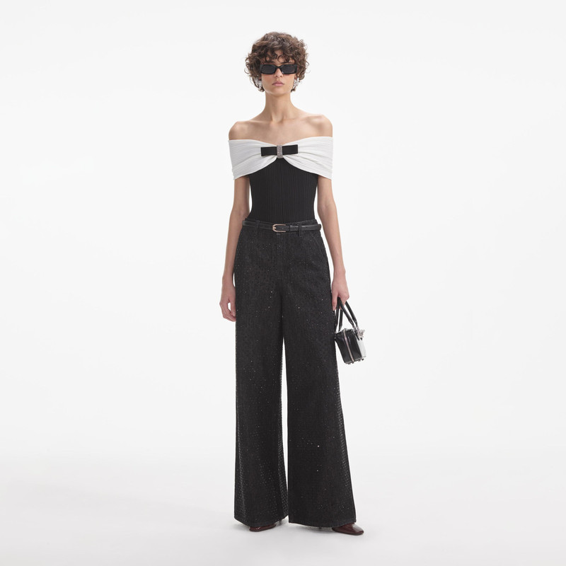 Black Knit Bow Top 1