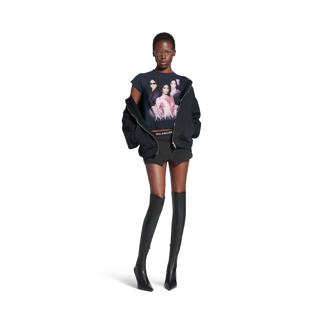 Kim K Shrunk T-shirt in Black Faded - 2