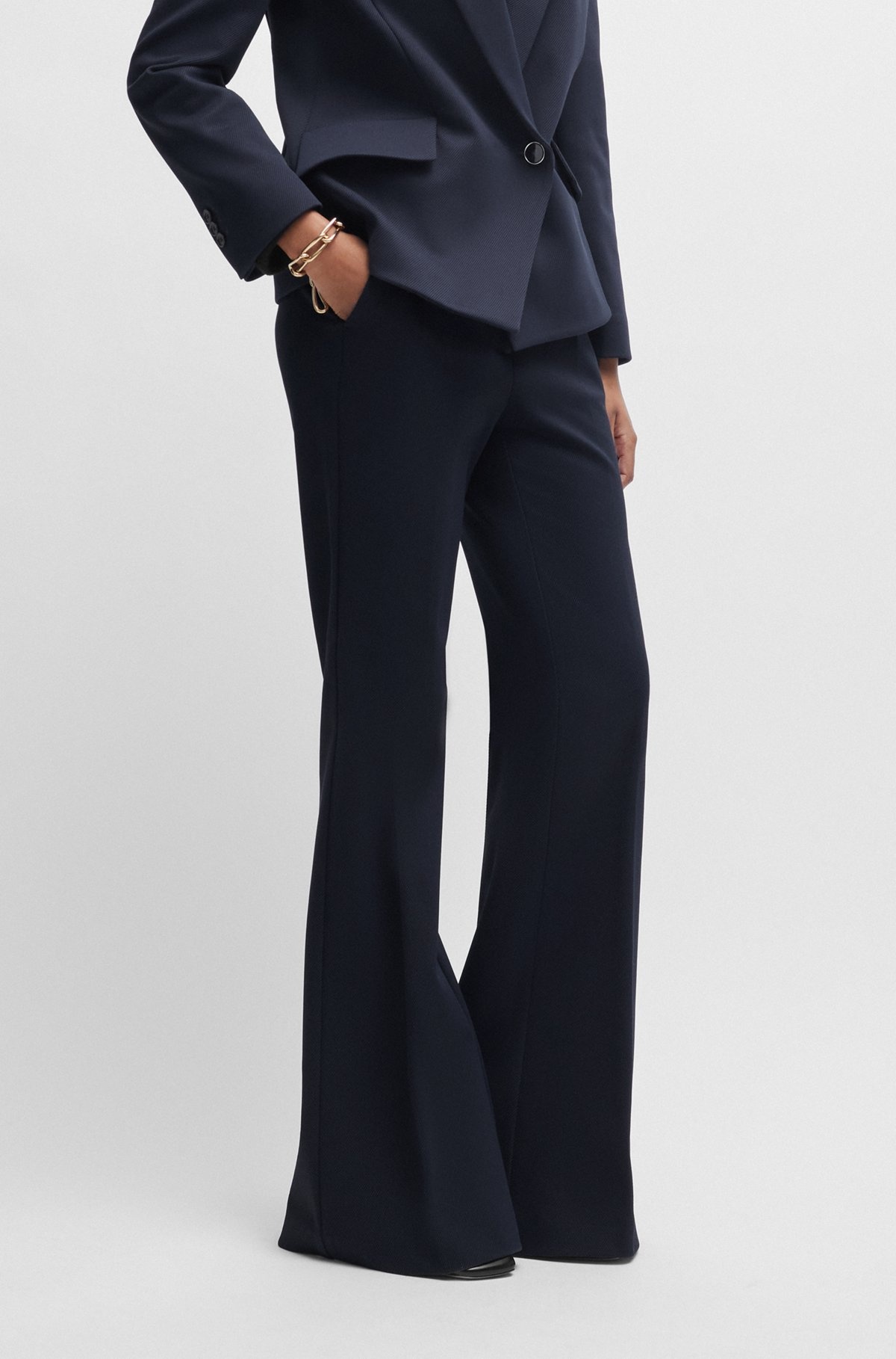 REGULAR-FIT TROUSERS IN STRETCH TWILL WITH FLARED LEG - 5