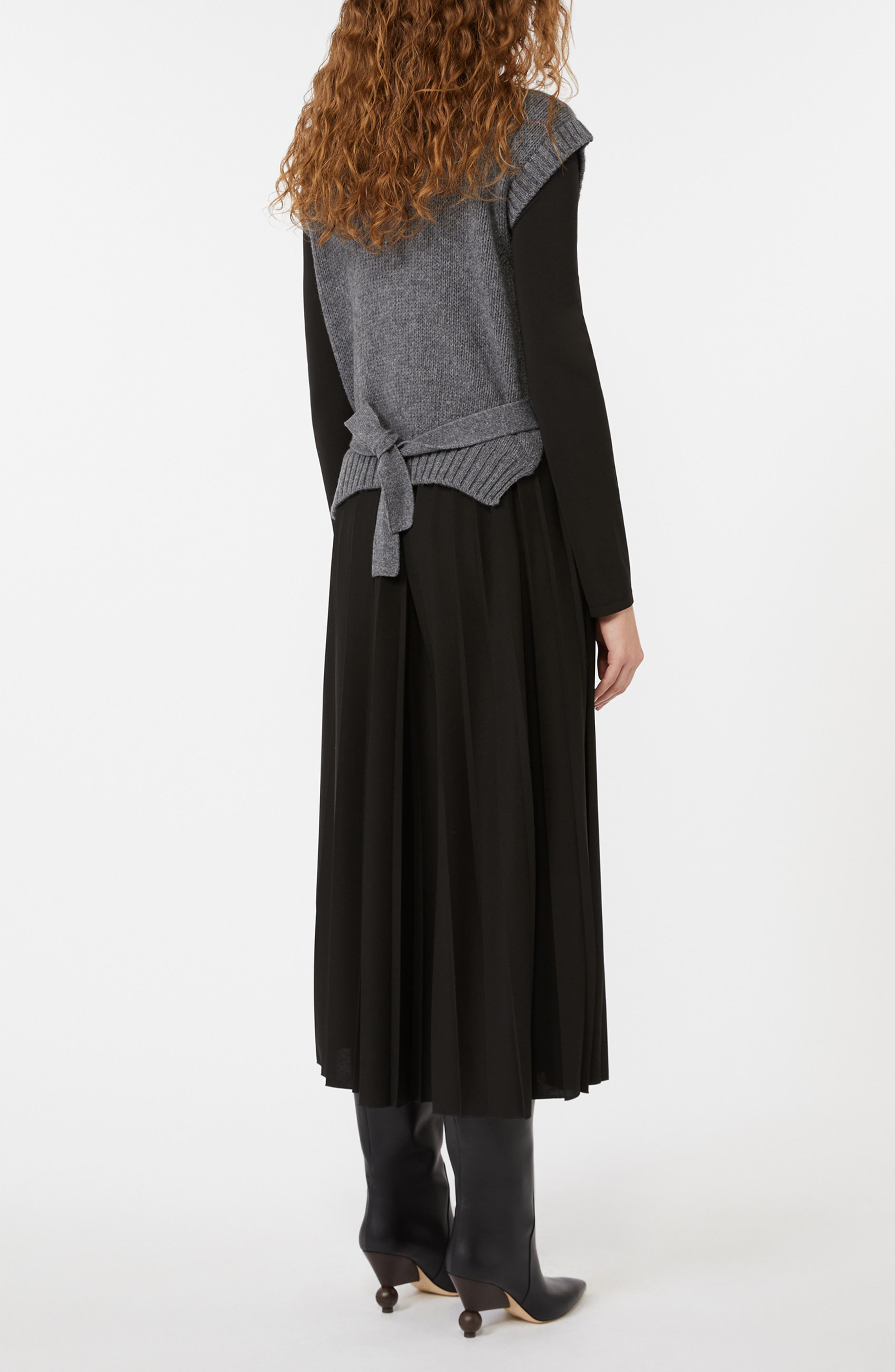 Weekend Max Mara Ebro Mixed Media Long Sleeve Sweater Maxi Dress in Black at Nordstrom - 2