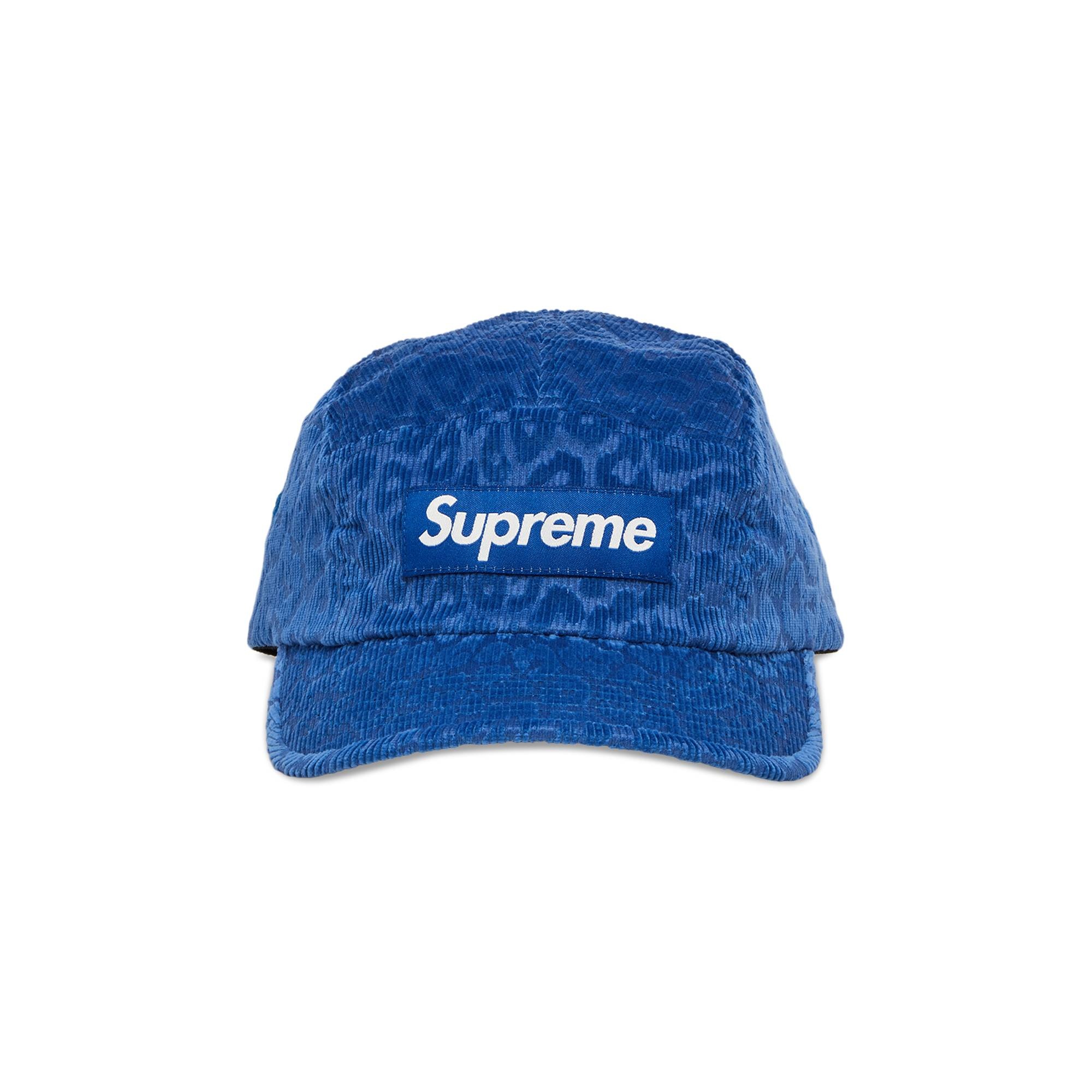 Supreme Leopard Corduroy Camp Cap 'Blue' - 1