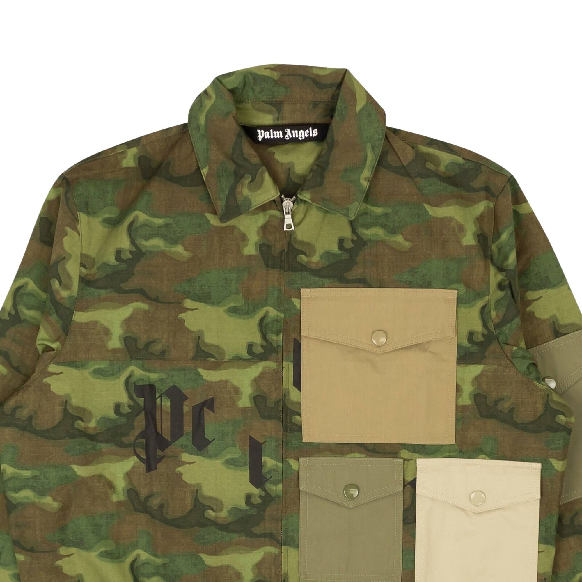 Palm Angels Camouflage Patch Pocket Shirt Jacket 'Military Green' - 3