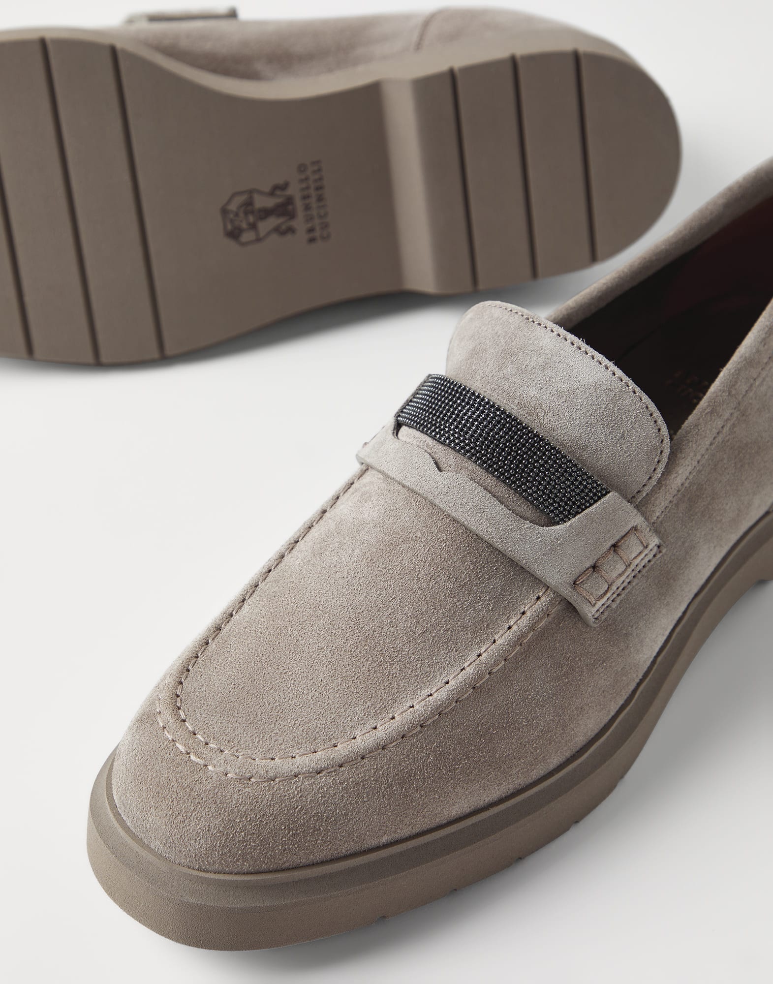 ローファー・オックスフォード BRUNELLO CUCINELLI SUEDE PENNY SAIL LOAFER WITH SHINY AGLETS Brunello Cucinelli Suede Sail Penny Loafers | Saks Fifth Avenue