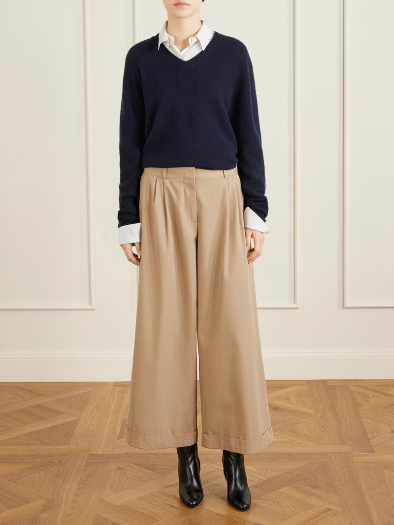 The Row Lior Cropped Pleated Cotton And Cashmere-blend Wide-leg Pants outlook
