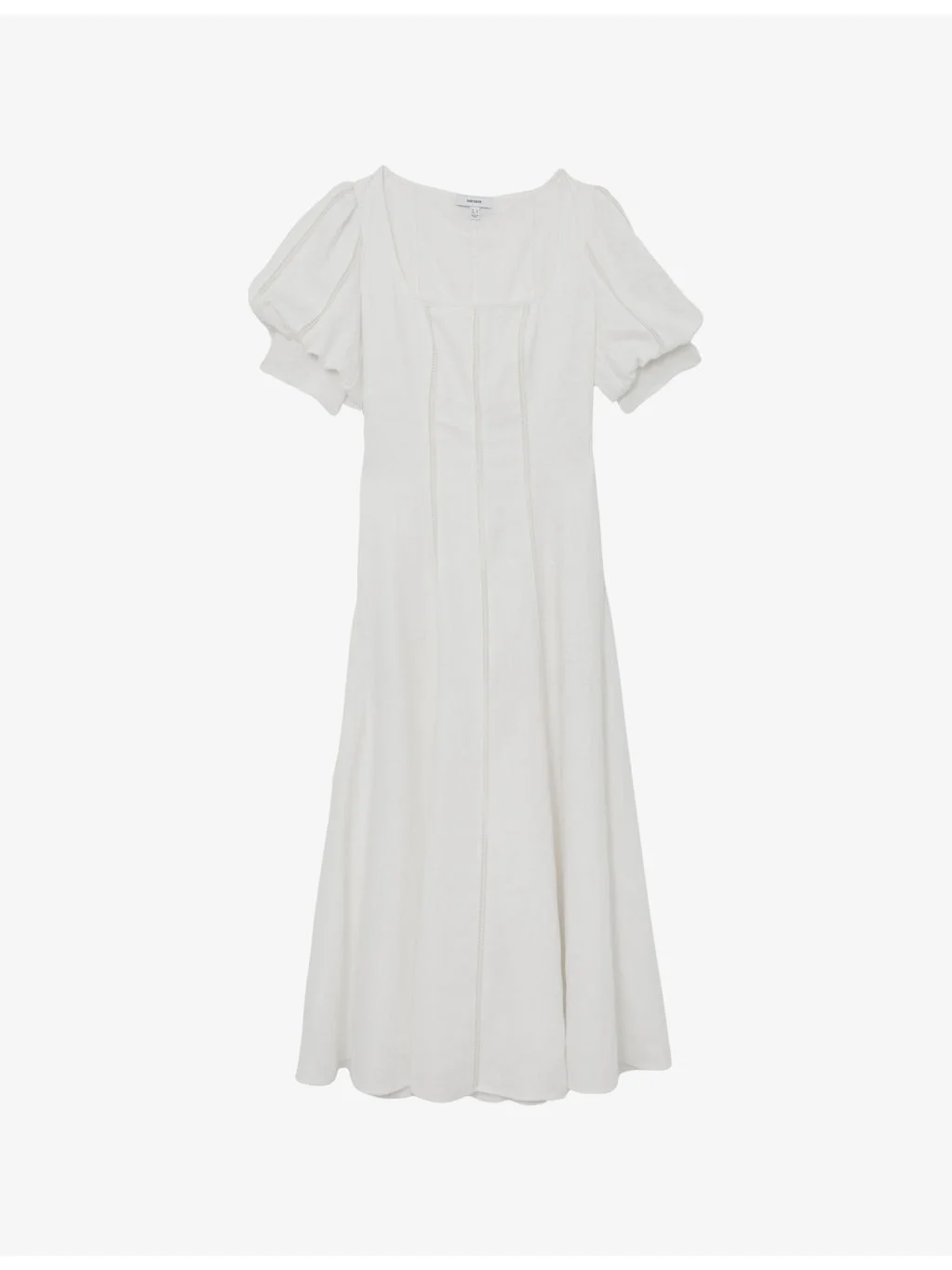 Riva Puff-Sleeved Linen Midi Dress - 1
