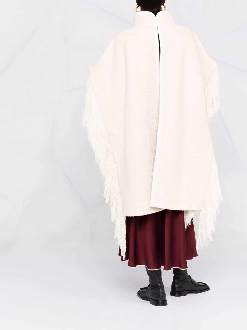 Oversize Fringe knitted cape - 4