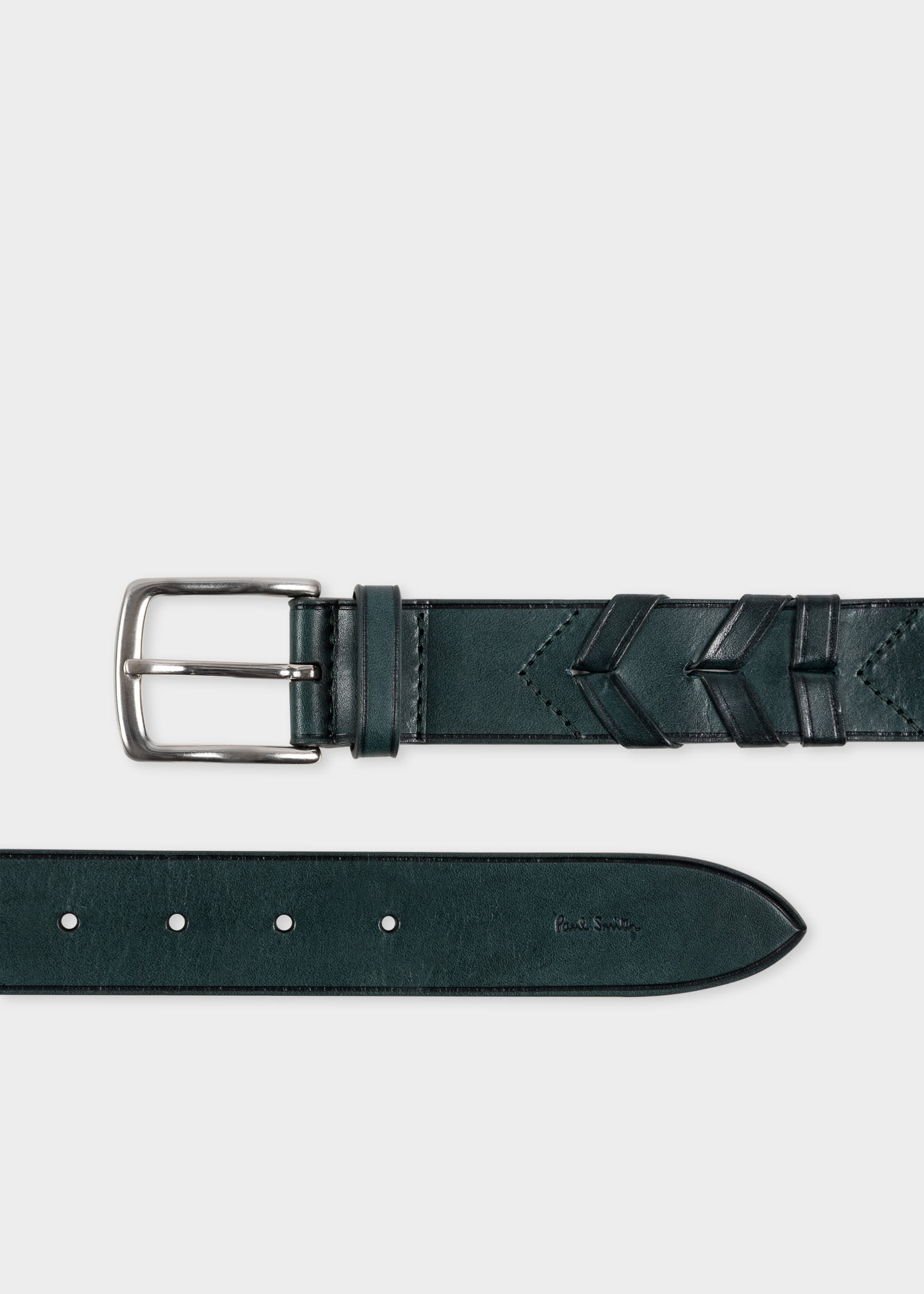 Woven Herringbone Leather Belt - 1