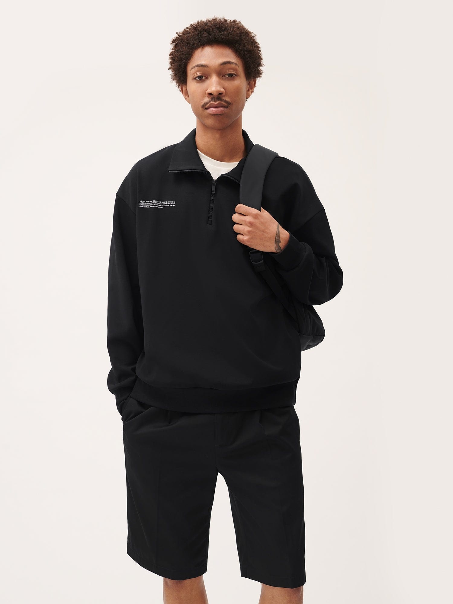 Mens DNA Double Jersey Half Zip Sweatshirt - Black - 2