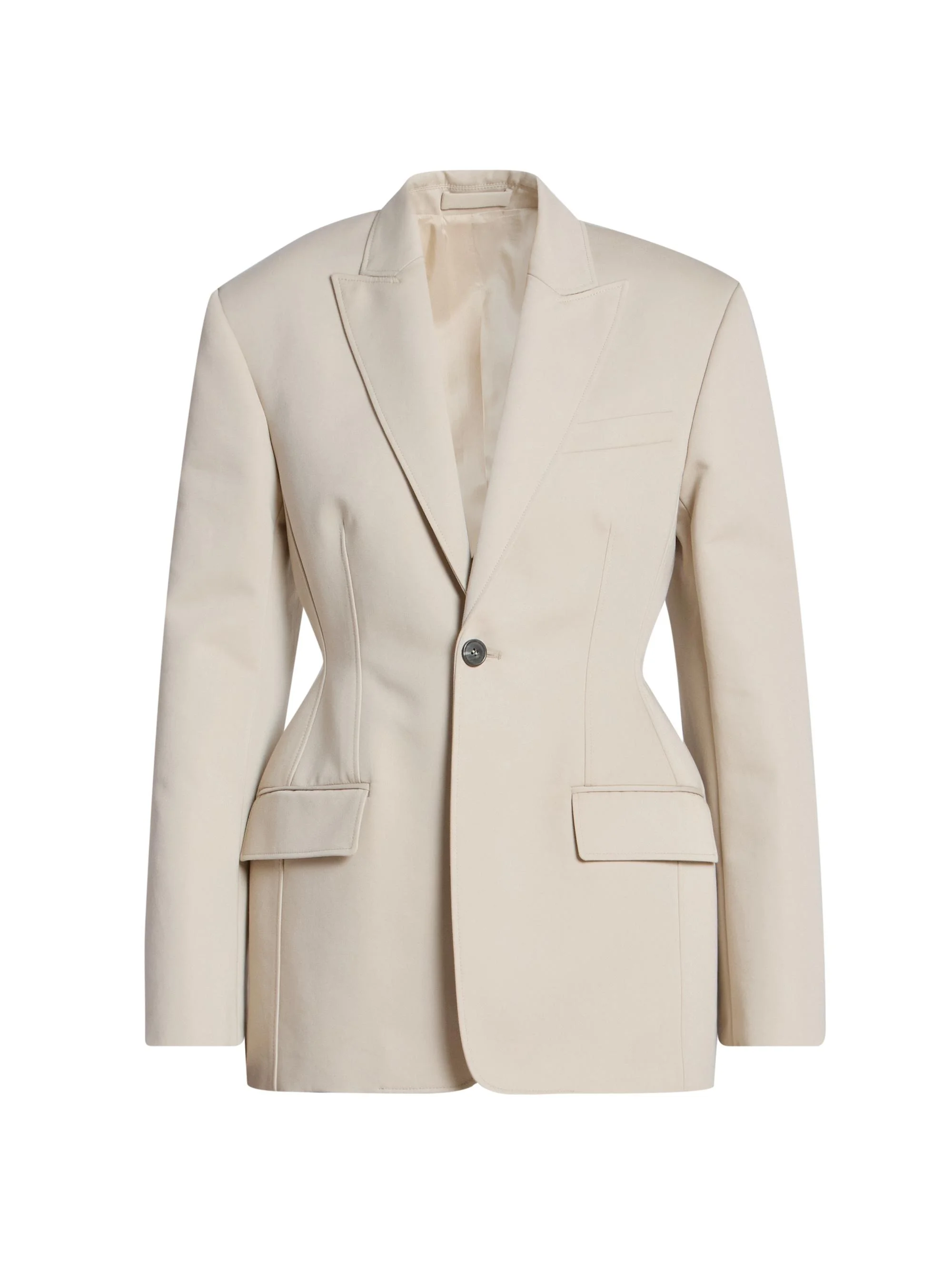 WARDROBE. NYC Women's Drill Contour Cotton Single-Breasted Blazer - Stone - 1