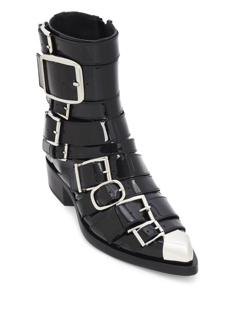 buckled patent ankle boots - 2