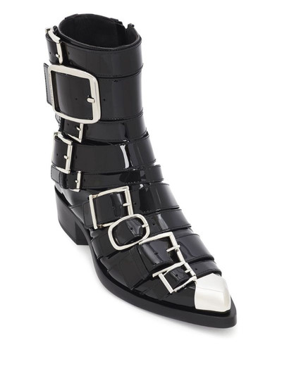 Alexander McQueen buckled patent ankle boots outlook