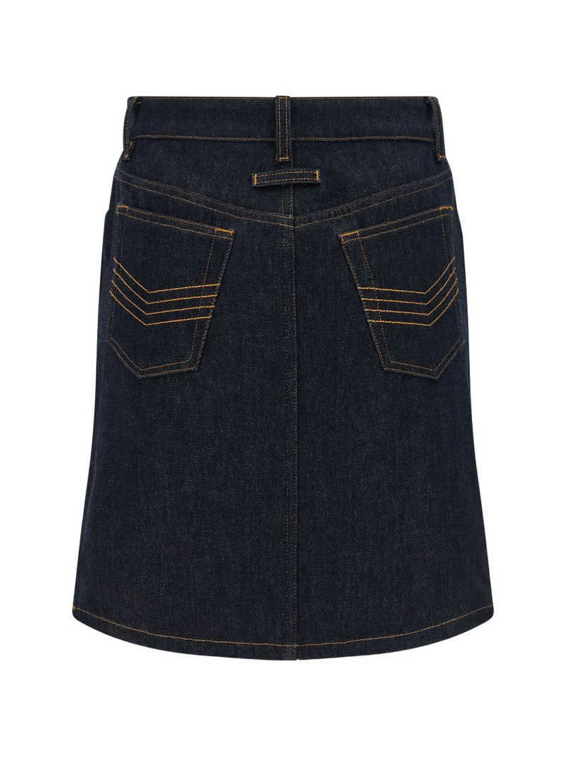 Jean Paul Gaultier cuts denim mini skirt outlook