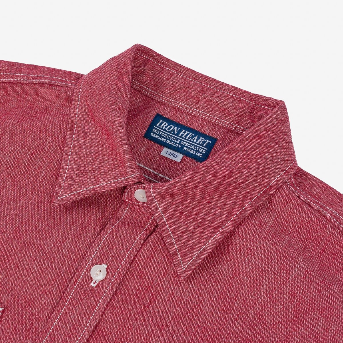 IHSH-363-RED 10oz Organic Chambray Work Shirt - Red - 7