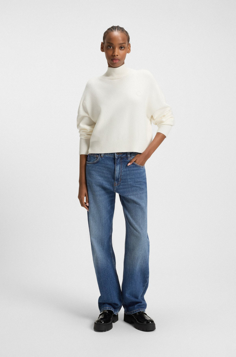 HUGO LONG-LENGTH STRAIGHT-FIT JEANS IN BLUE STRETCH DENIM outlook