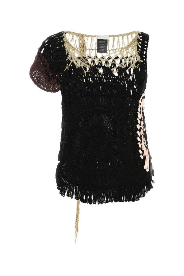 DRIES VAN NOTEN Black Crochet Top - 1