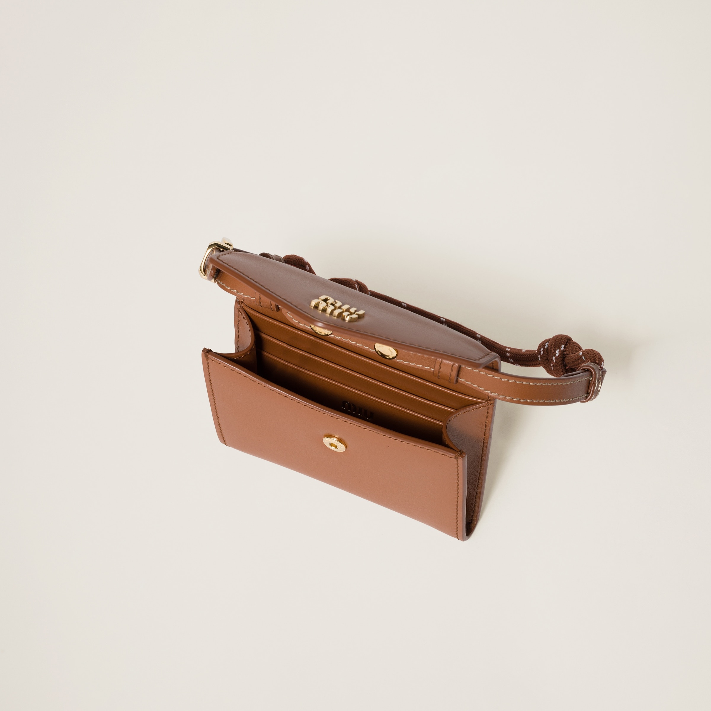 miumiu☆ストラップポイント レザー ウォレットバッグ BROWN Miu Miu Leather shoulder wallet | REVERSIBLE
