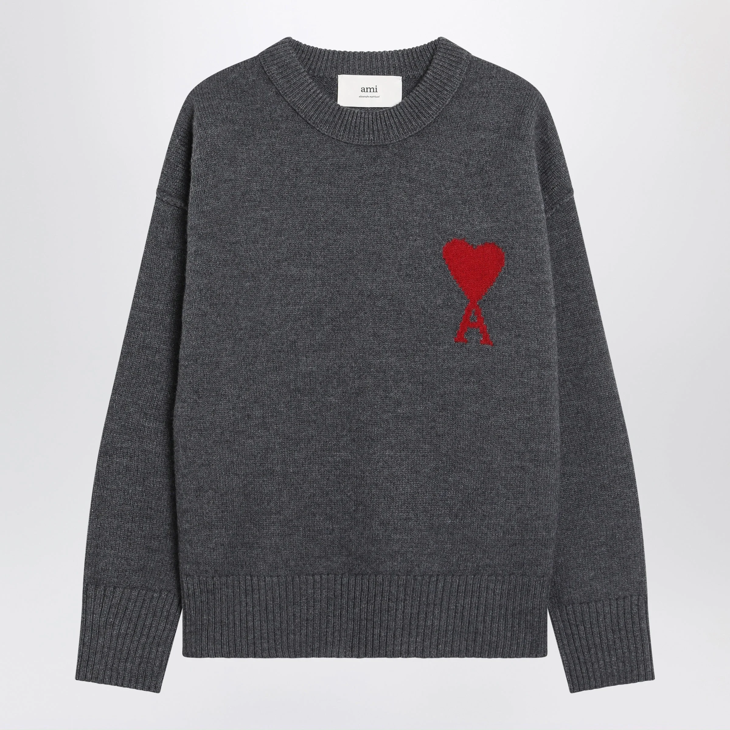 Ami Paris Ami De Coeur Sweater In Grey Virgin Wool Women - 1