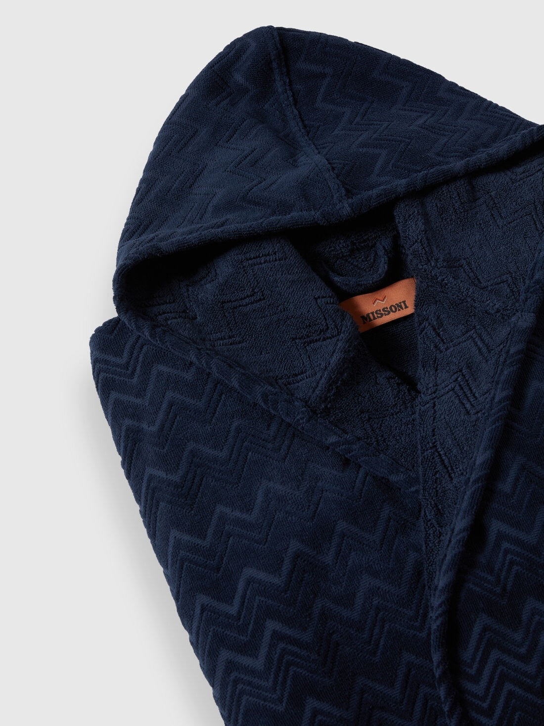 Chalk bathrobe in cotton terry with zigzag pattern - 3