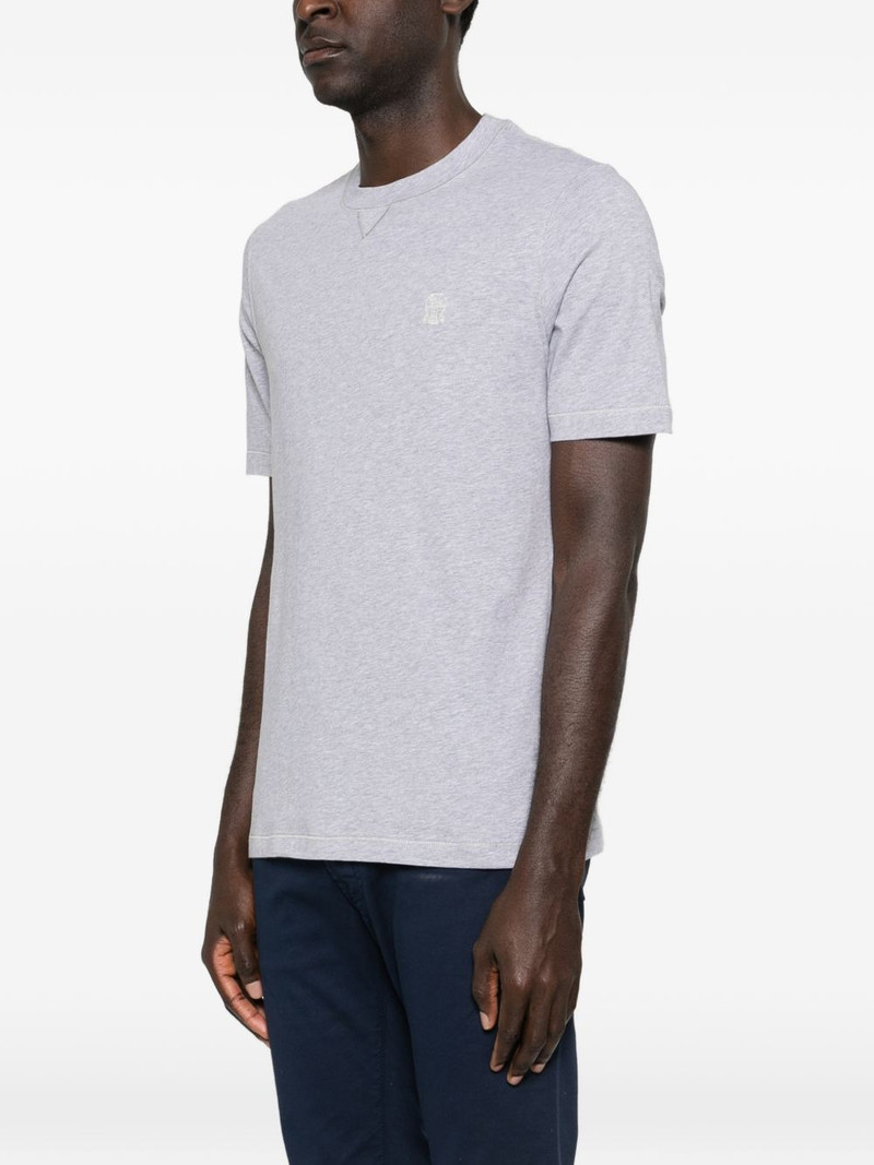 ribbed crew-neck logo-embroidery T-shirt 3