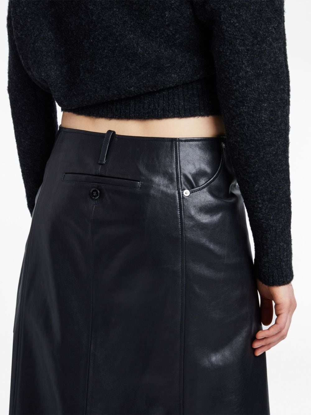 asymmetric A-line leather skirt - 5