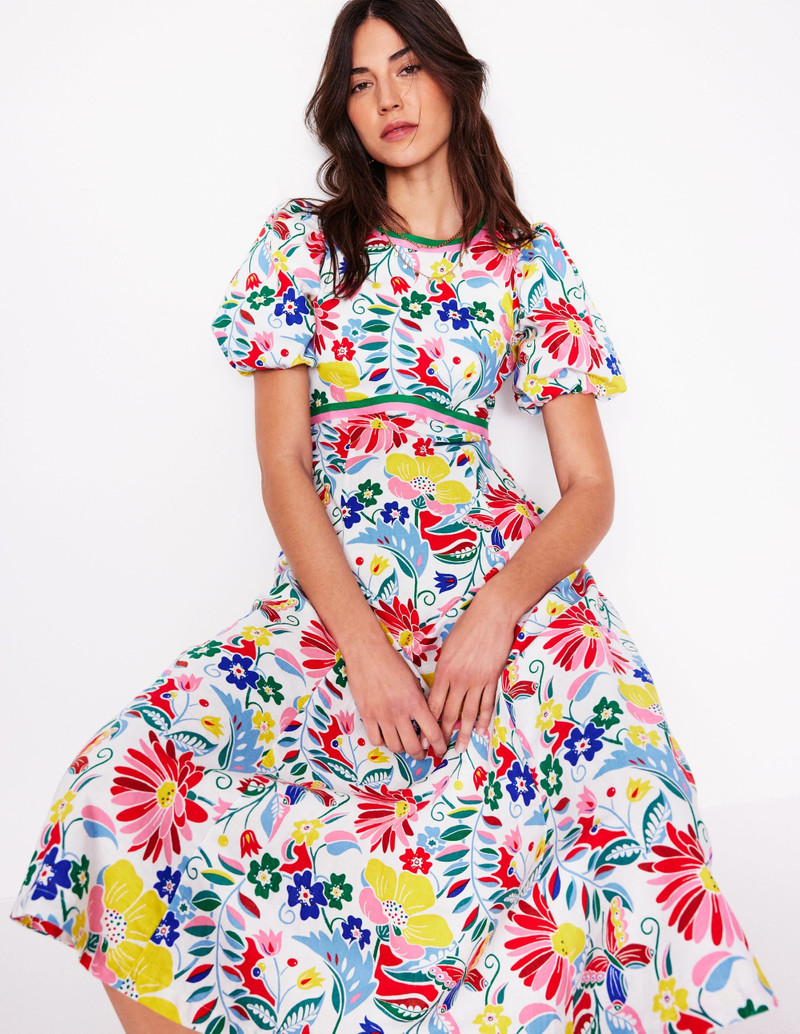 Empire Linen Tea Dress-Multi, Wildflower Trail 5