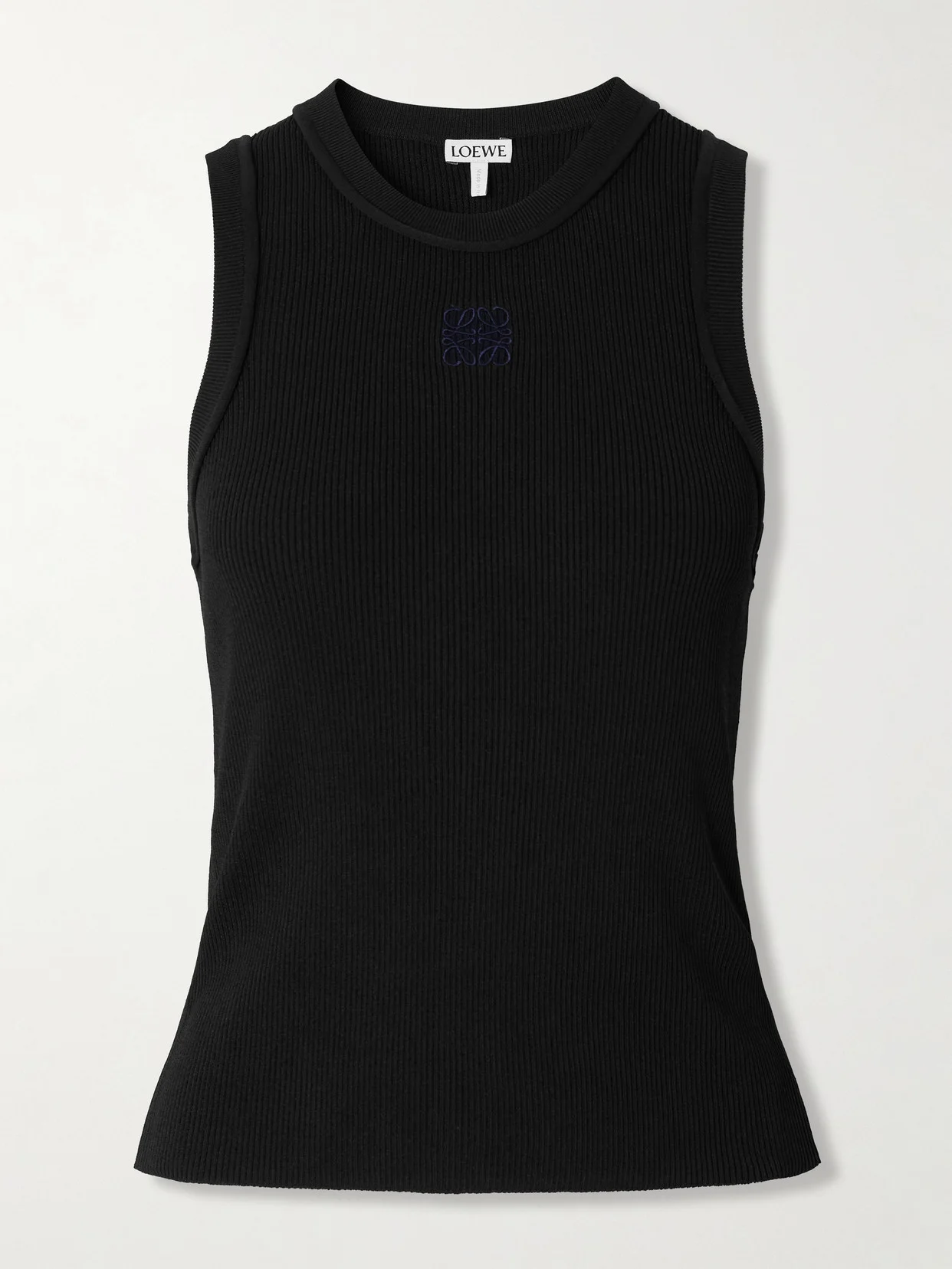 Anagram Embroidered Ribbed-knit Tank - 1