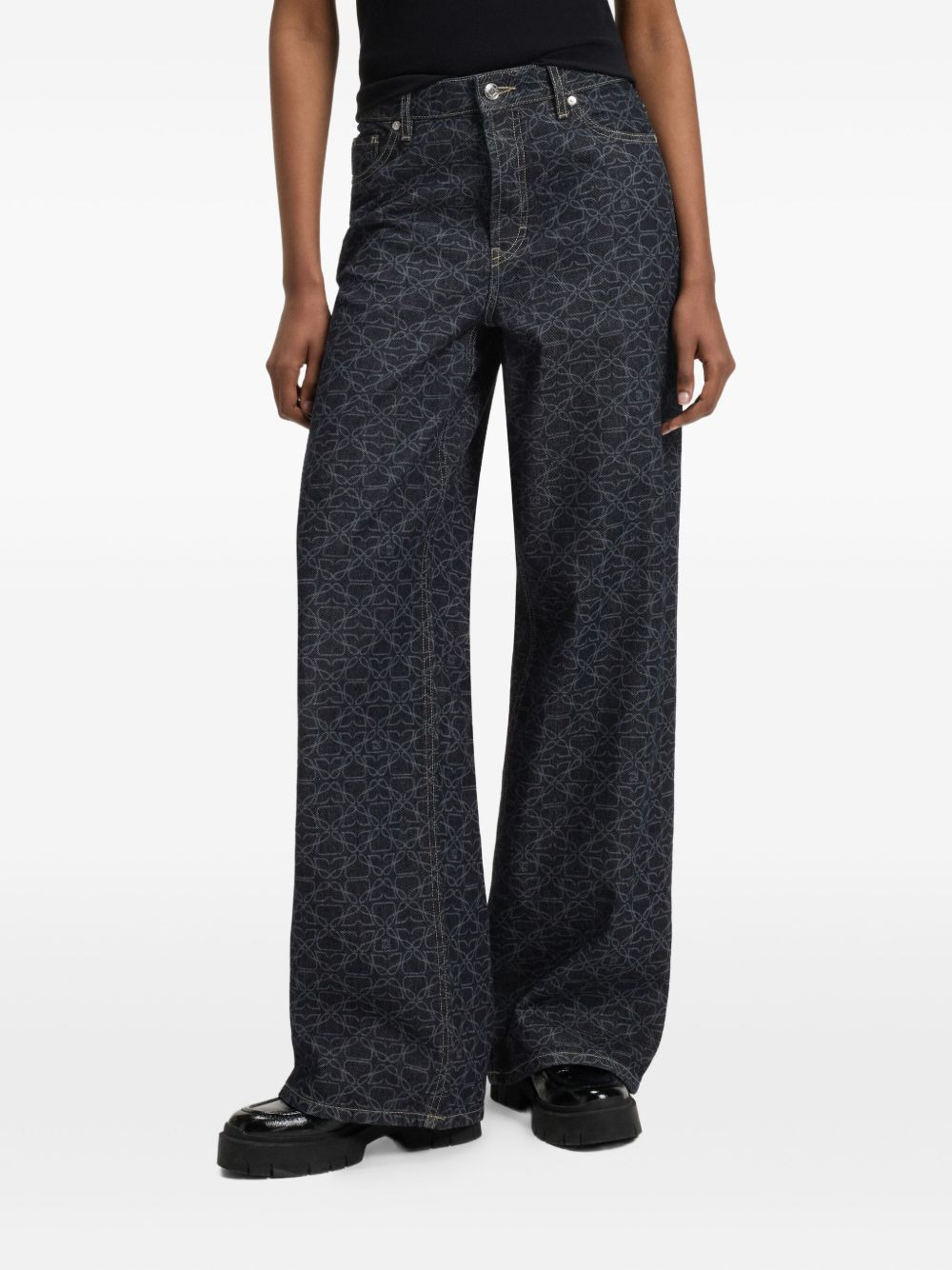 monogram-print jeans - 1