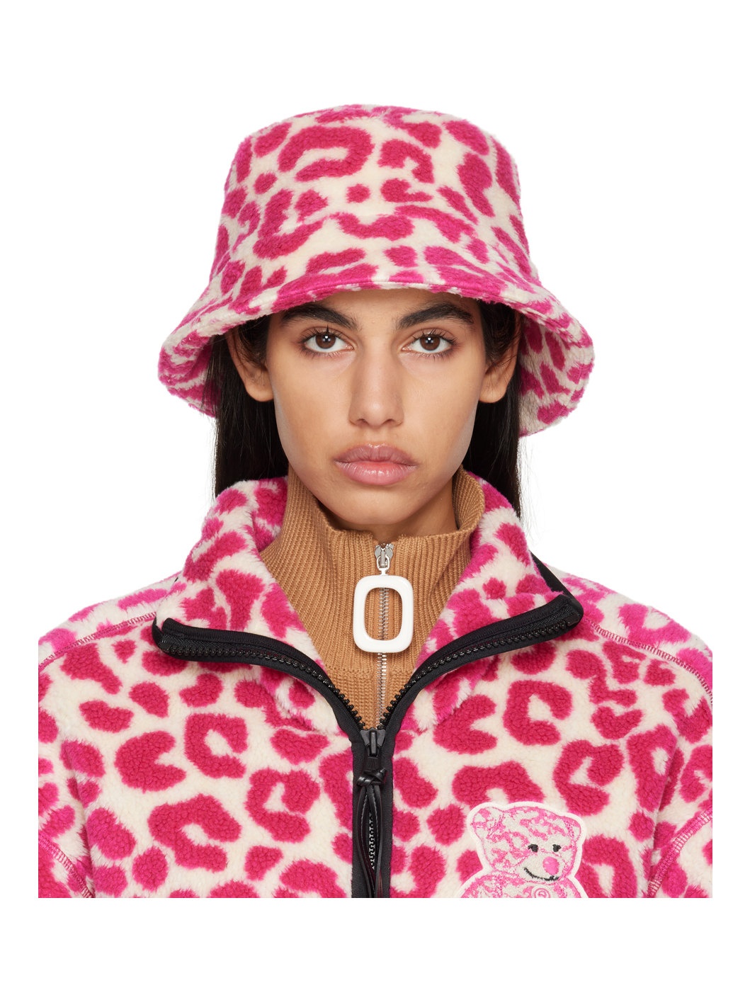 1 Moncler JW Anderson Pink Teddy Bucket Hat - 1