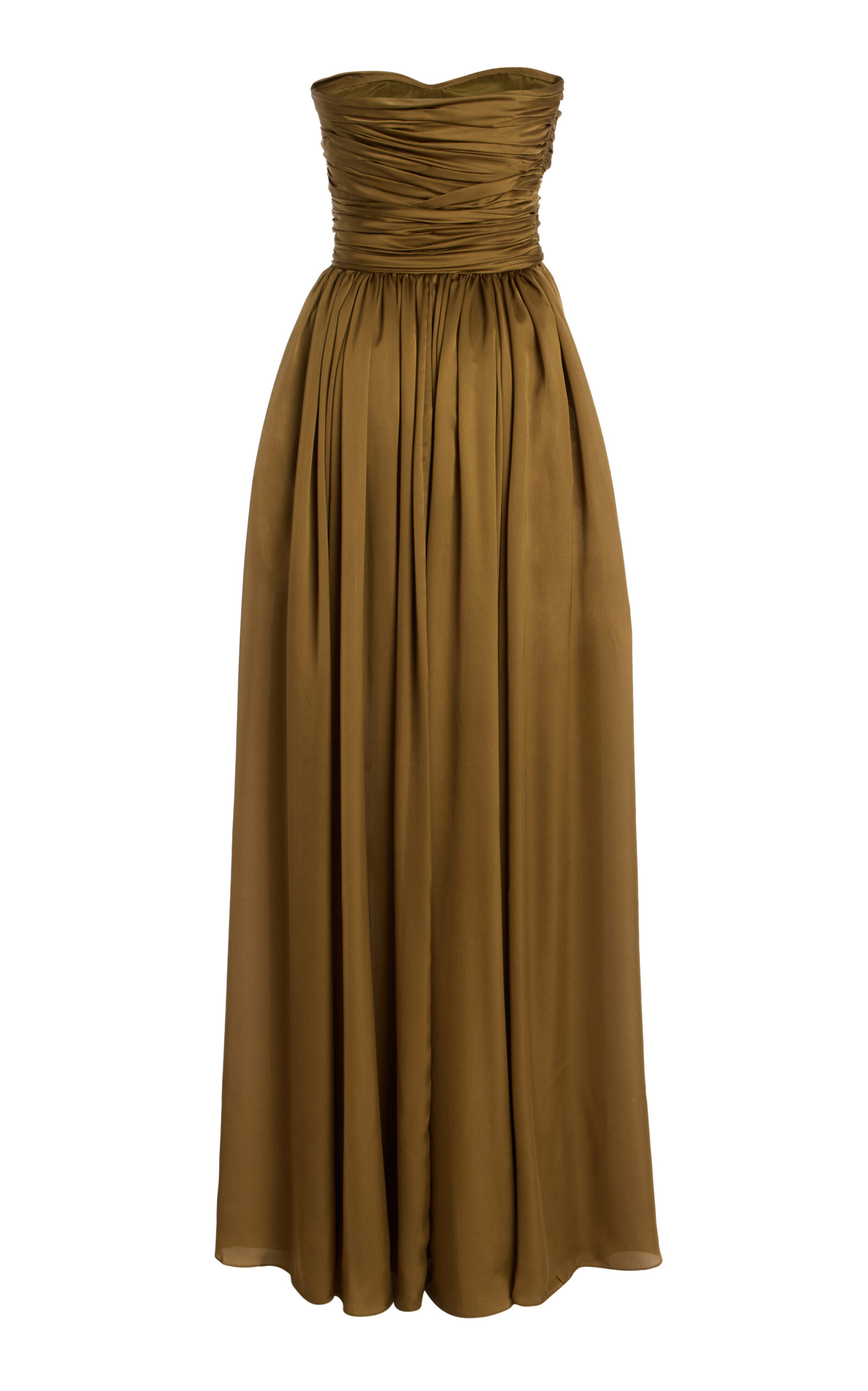 Anastasia Strapless Silk Gown olive - 5