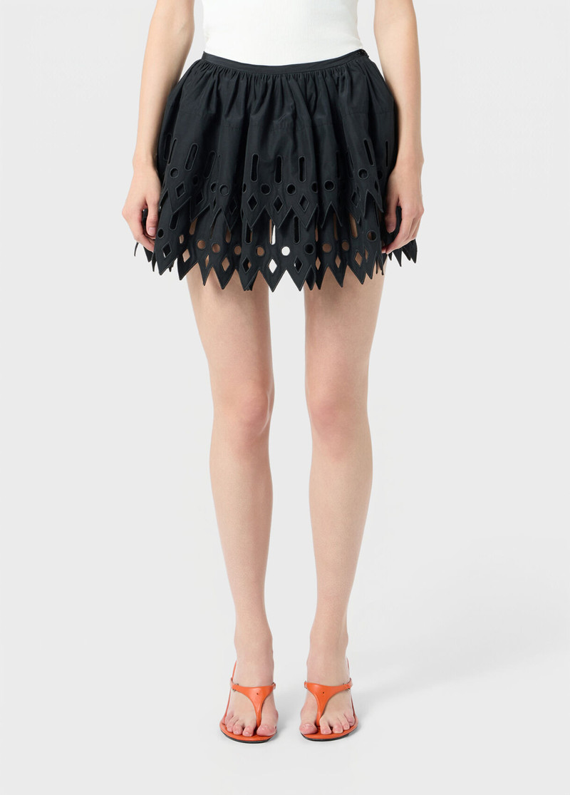 Blumarine SHORT TAFFETA SKIRT WITH RUFFLE AND EMBROIDERY outlook