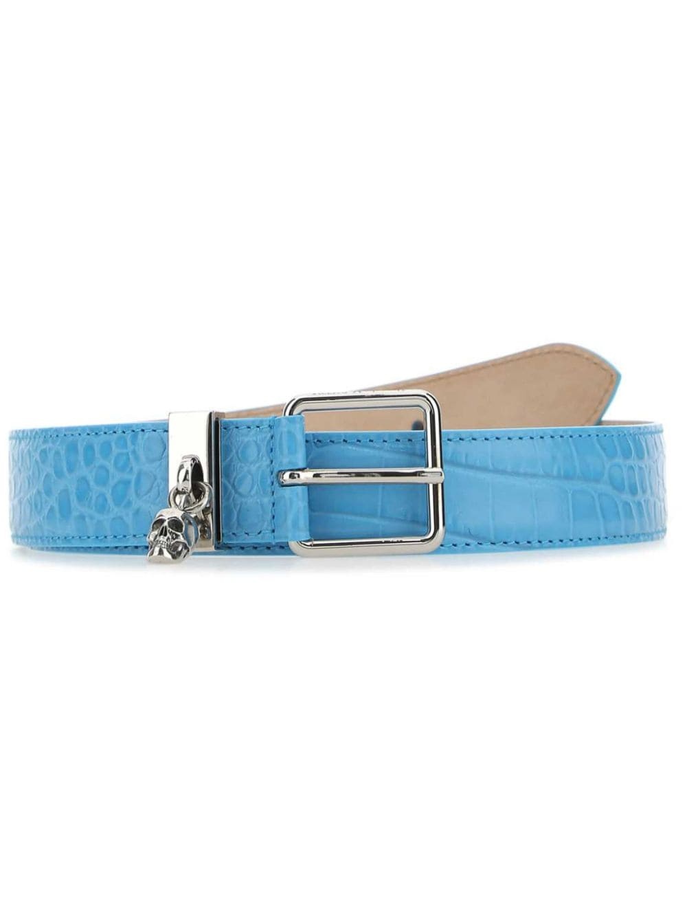 crocodile-effect leather belt - 1