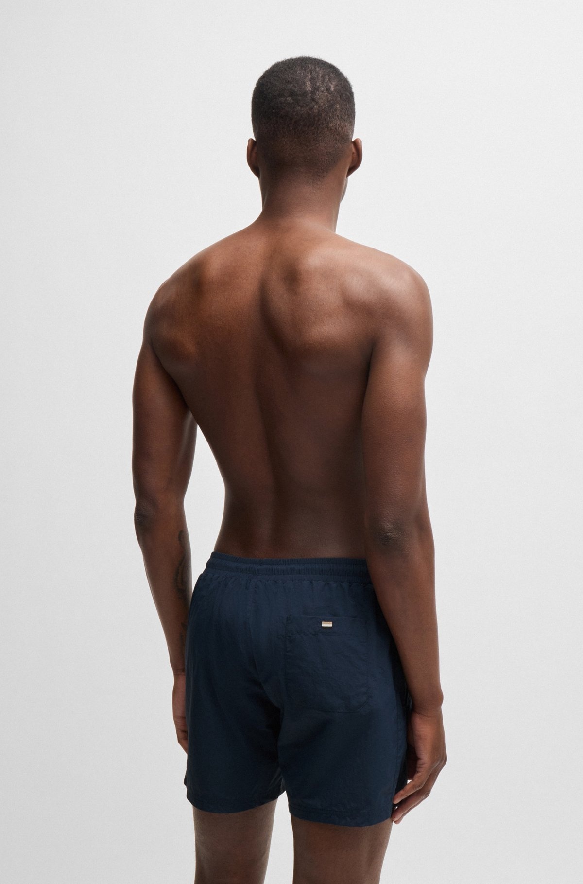 QUICK-DRYING SWIM SHORTS WITH METALLIC LOGO - 4