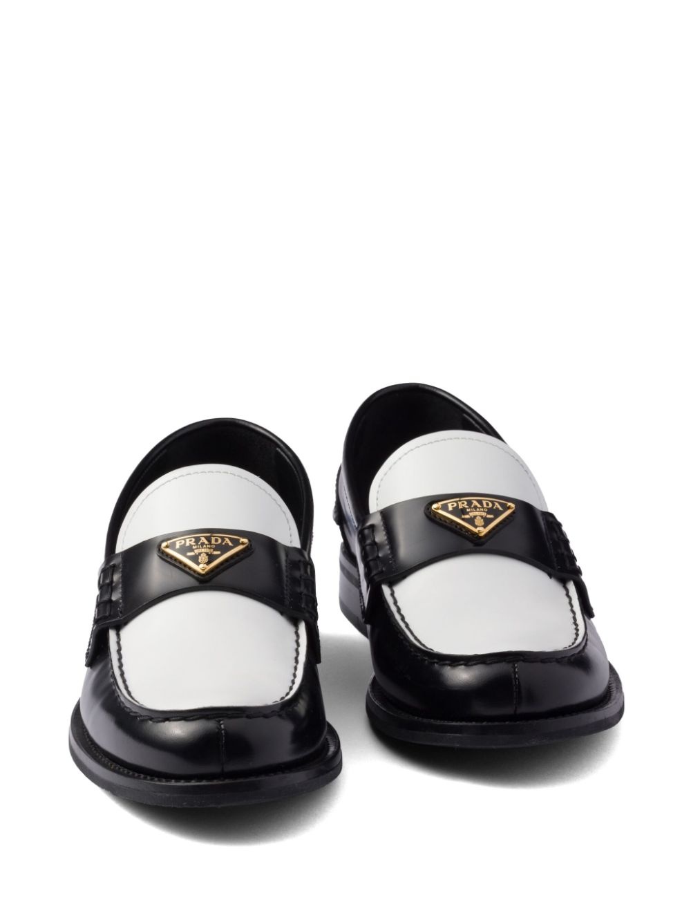 two-tone brushed-leather loafers - 5