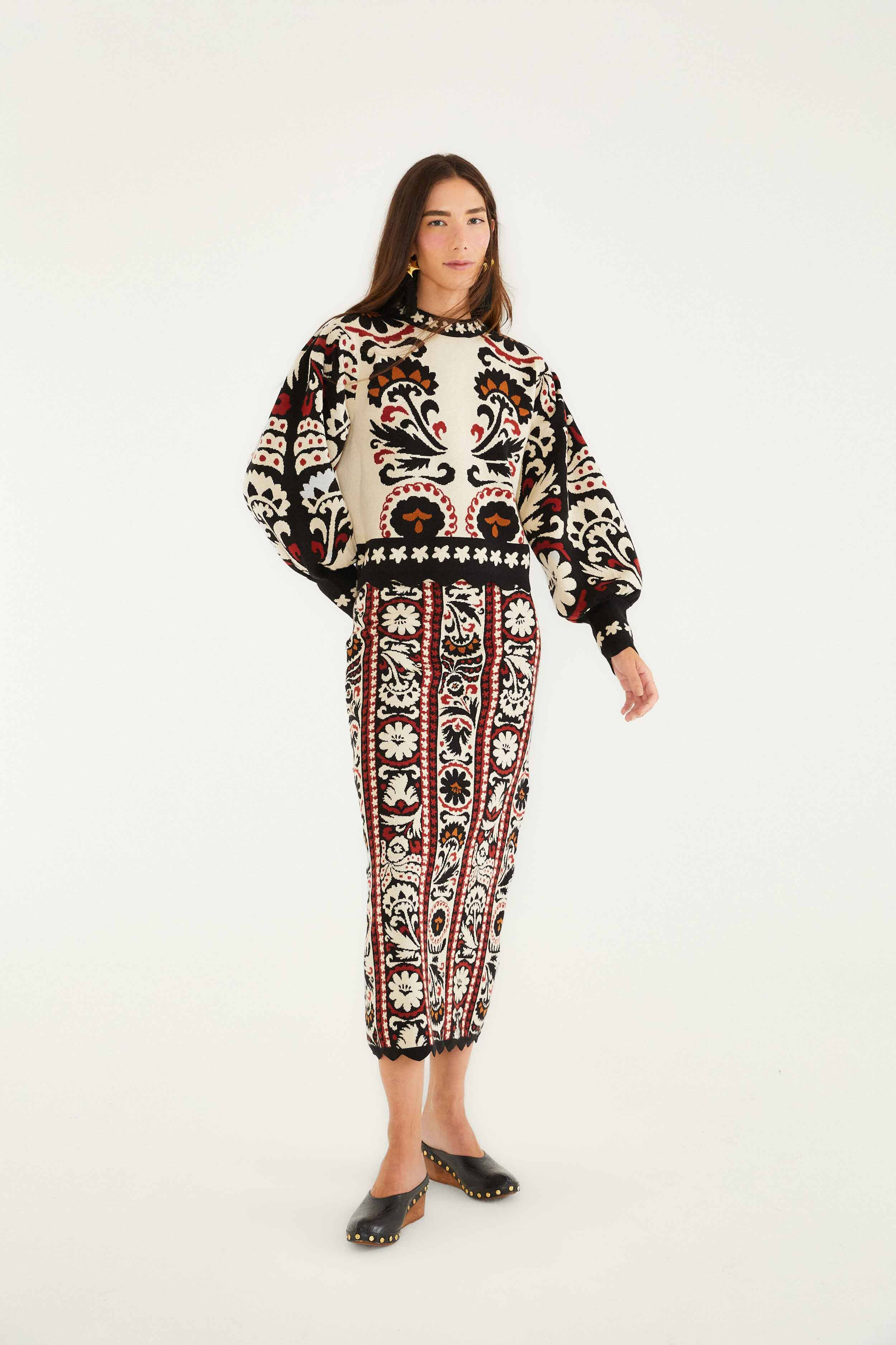 Stripes Winter Tapestry Knit Sweater - 2